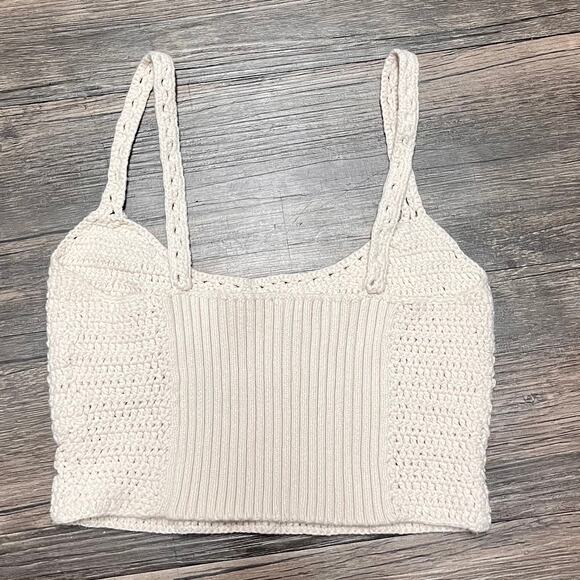 Free People Berkinette Crochet Bralette Crop Top Boho Festival Cream Brami XS S - Picture 6 of 9